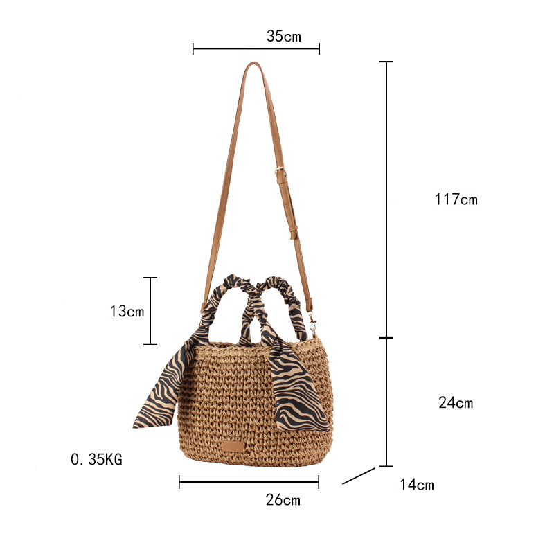 Casual Style Woven Leopard Print Woven Paper Women's Square Bag h5Picture2