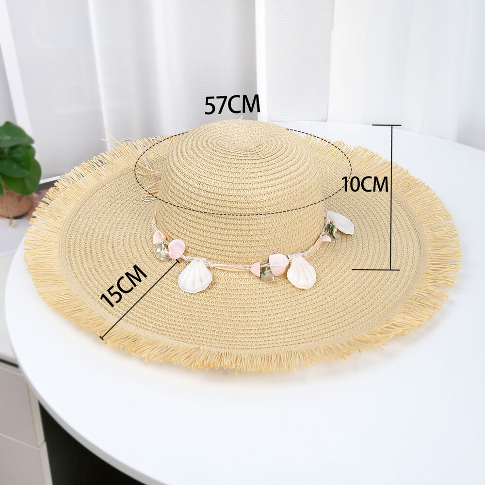 Simple Series Vacation Solid Color Oceanic Style Woven Shell Raffia Women's Straw Hats