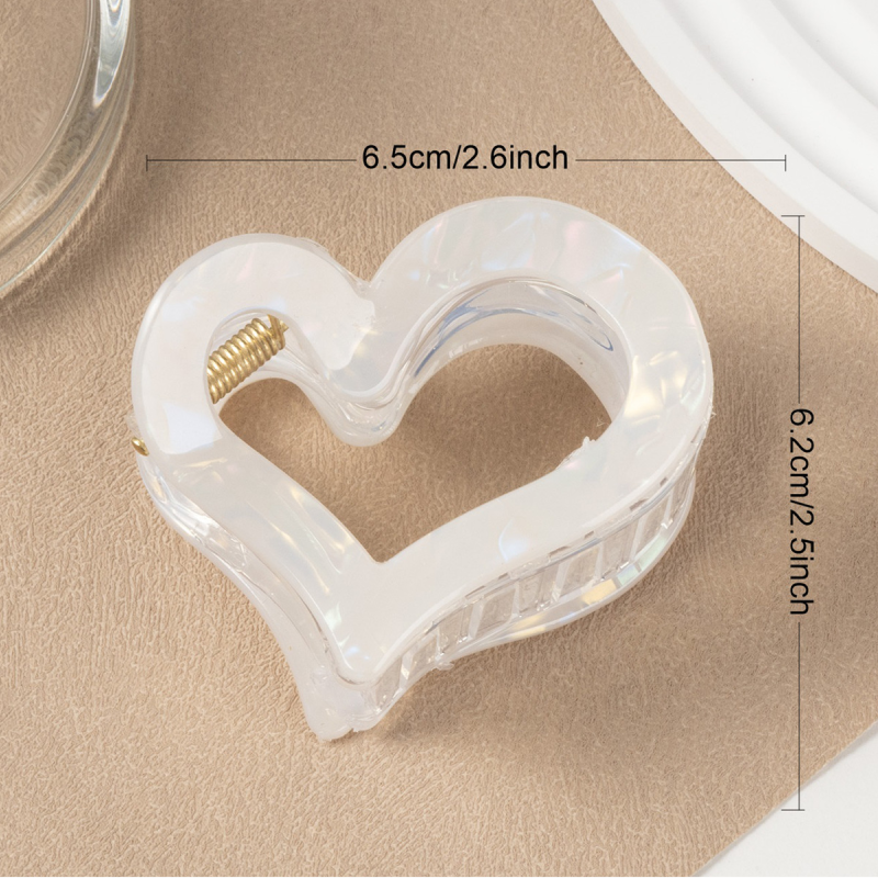 Simple Series Sweet Heart Solid Color Acetate Women's Hair Claws h5 
