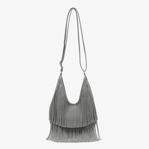 Boho Style Tassel Solid Color Tassel Leather Women's Round Bag h5 Picture2
