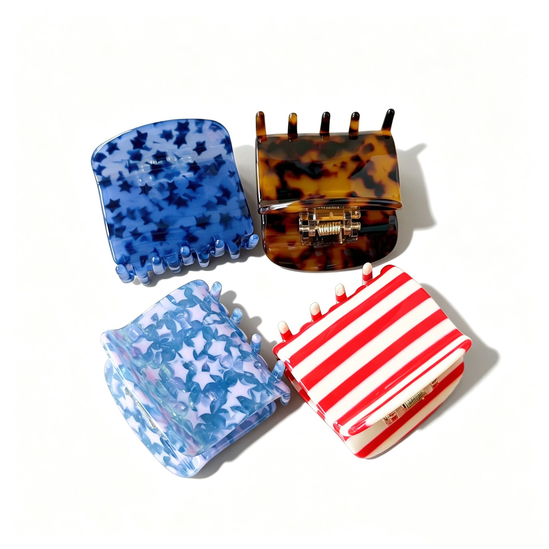 Simple Series Daily Leopard Print Oceanic Style Stripe Mixed Color Acetate Hair Claws h5 Picture2