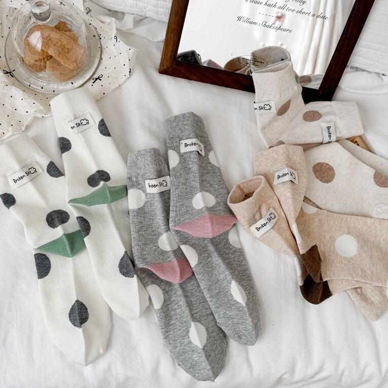 High Bounce Basic Polka Dots Mid-Calf Socks
