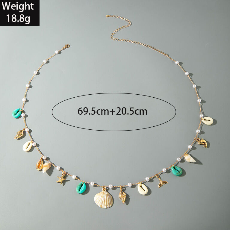 Romantic Series Vacation Oceanic Style Beads Shell Starfish Alloy Waist Chains Picture2