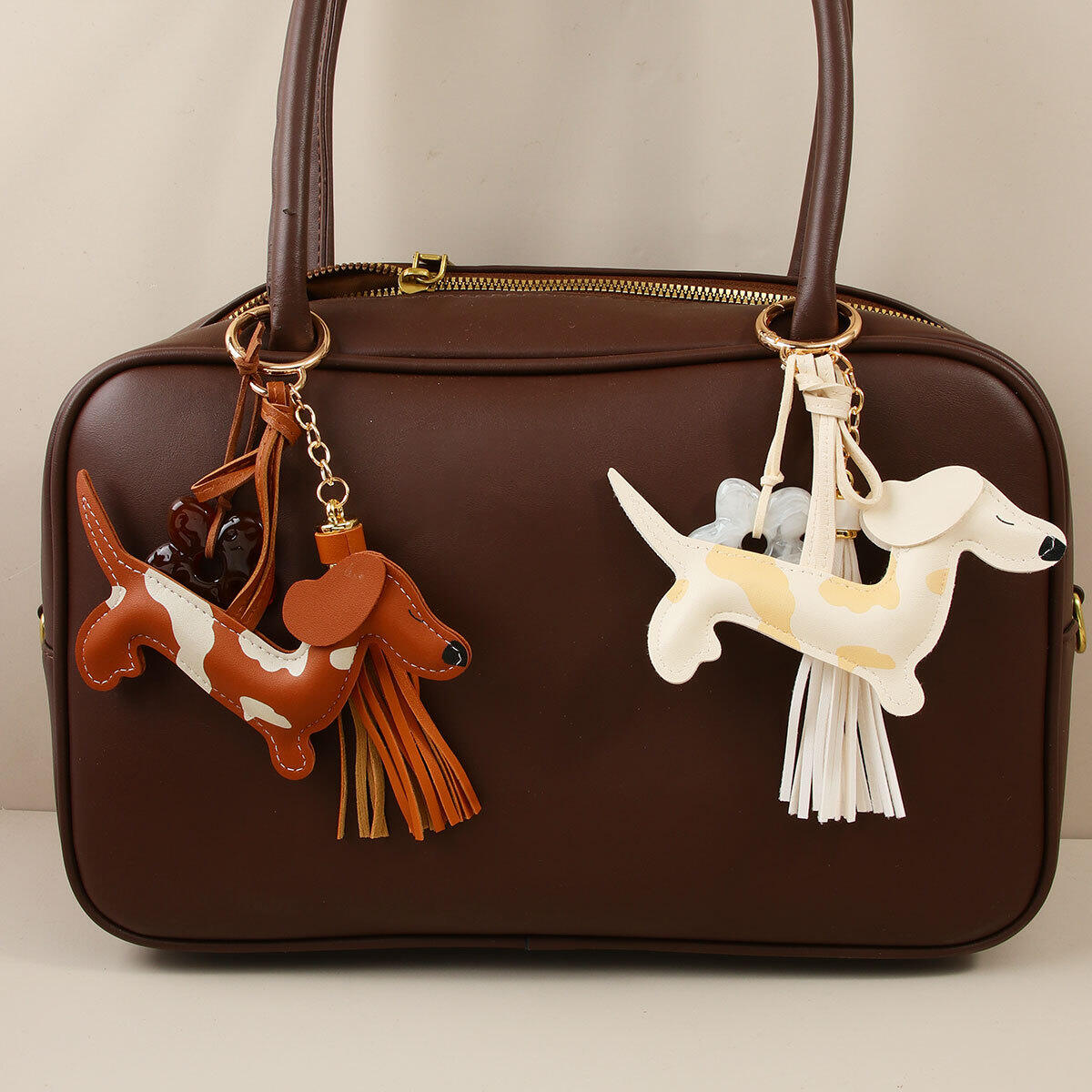 Simple Series Cute Flower Dachshund Cartoon Tassel Pu Bag Charms h5 Picture4
