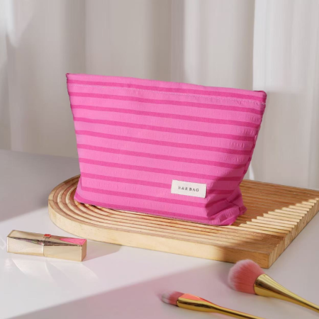 Simple Series Casual Stripe Mixed Color Canvas Makeup Bags