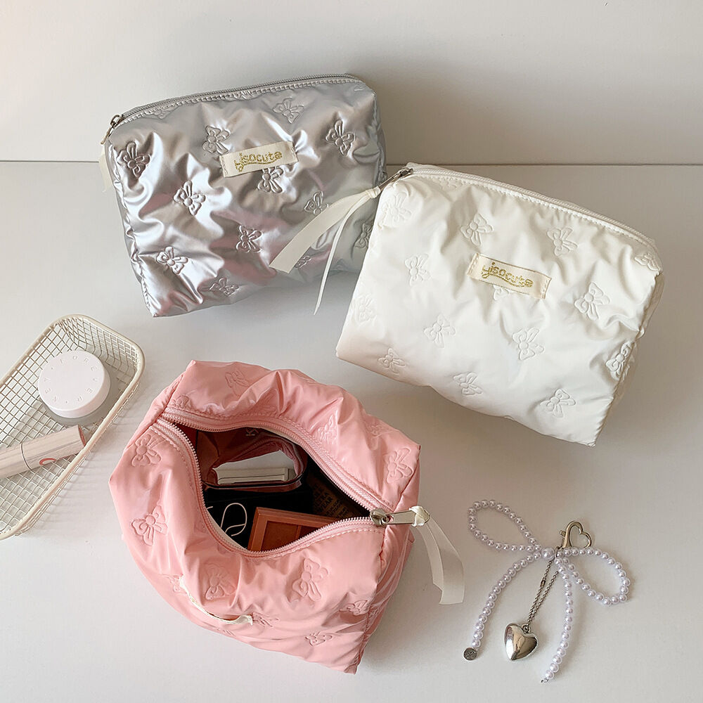 Simple Series Sweet Bow Knot Solid Color Polyester Makeup Bags h5Picture4