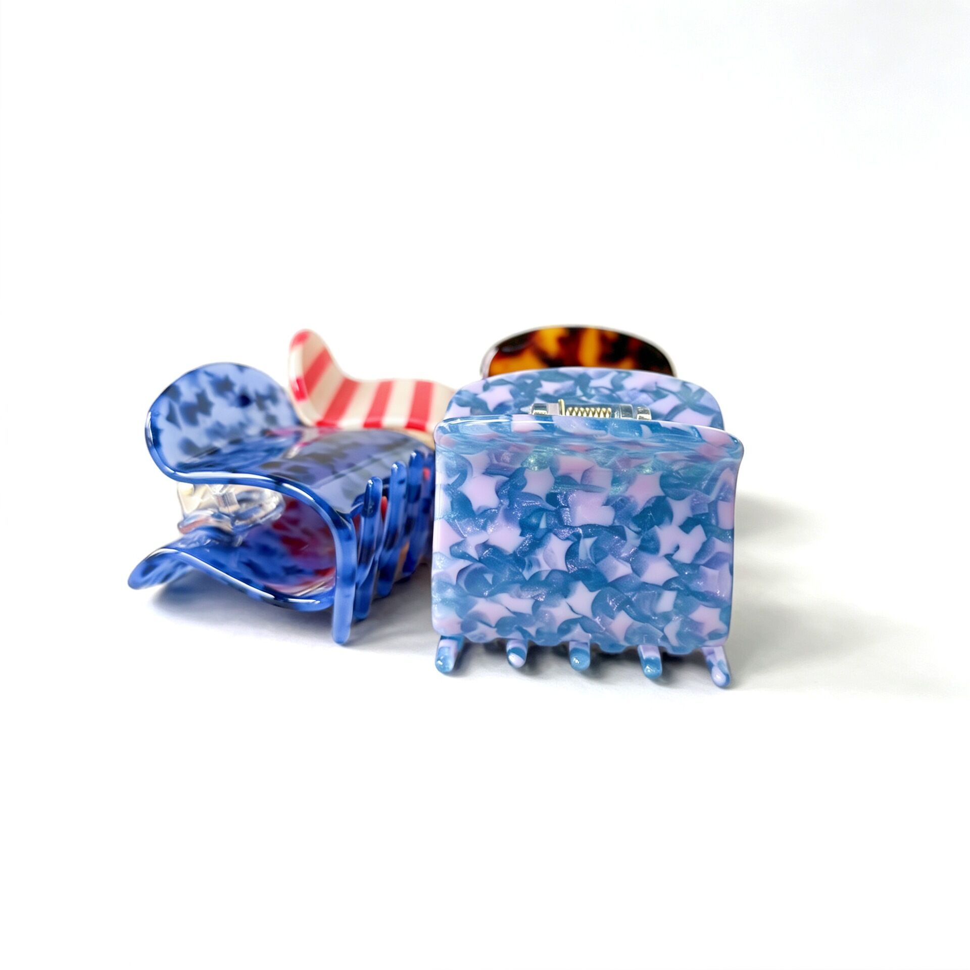 Simple Series Daily Leopard Print Oceanic Style Stripe Mixed Color Acetate Hair Claws h5Picture3