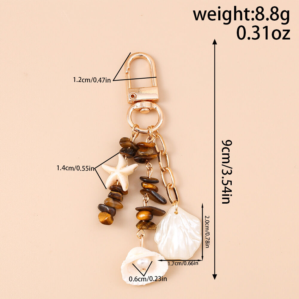 Ethnic Series Vacation Oceanic Style Beads Chain Shell Starfish Alloy Shell Bag Charms h5