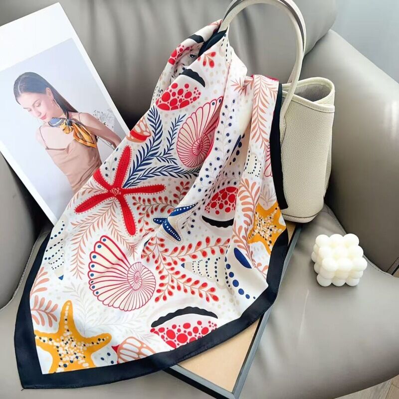 Romantic Series Vacation Oceanic Style Shell Starfish Polyester Summer Scarves h5Picture6