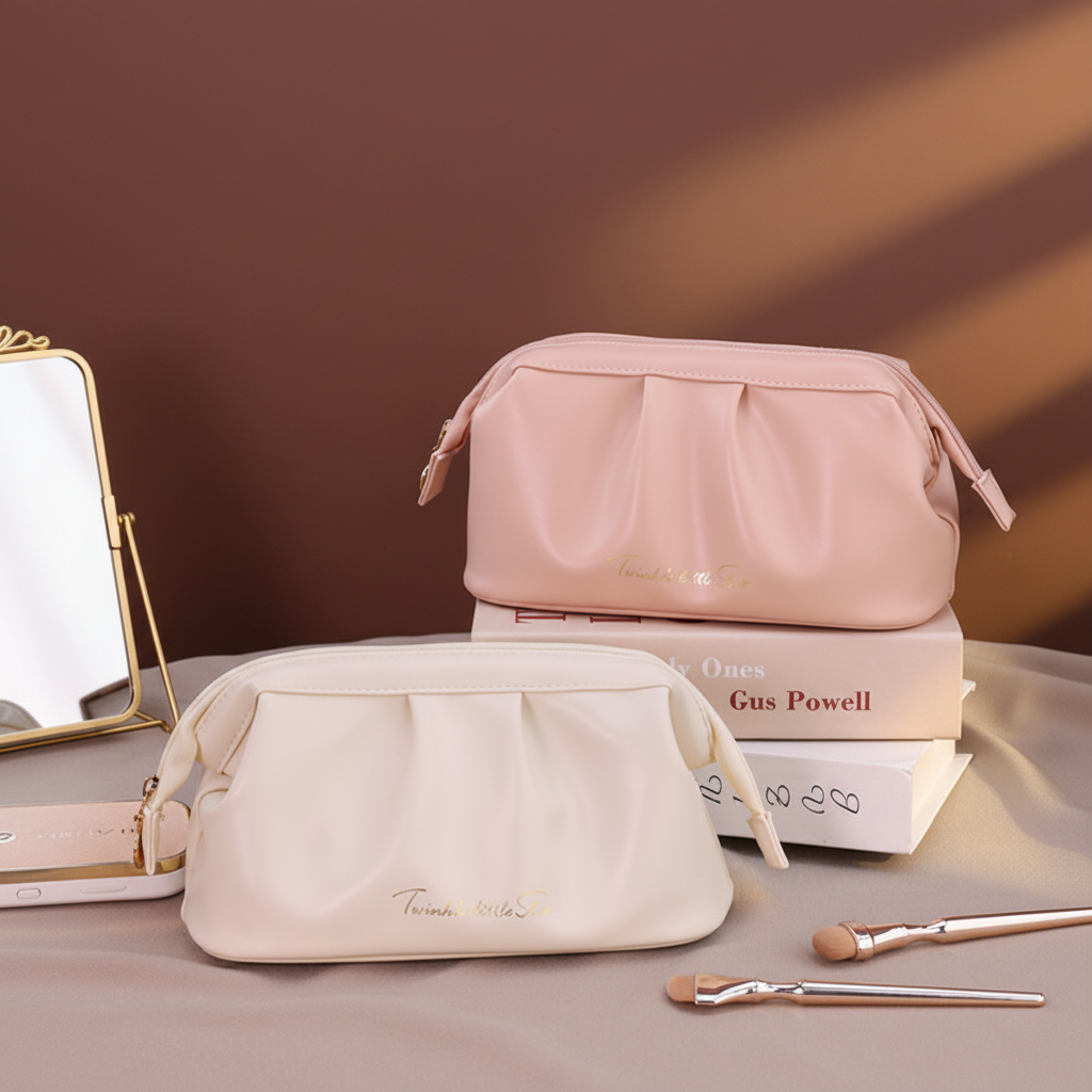 Simple Series Daily Letter Solid Color Pu Makeup Bags