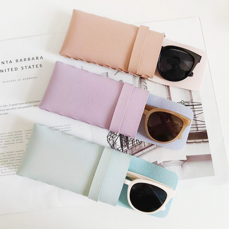 Simple Series Daily Solid Color Pu Sunglasses Storage Bags 2