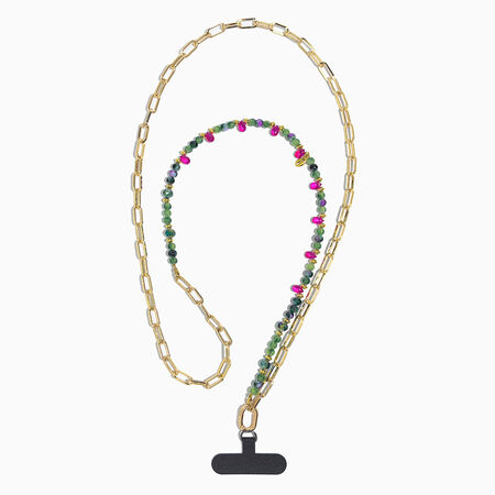 Simple Series Daily Key Beads Mixed Color Glass Phone Chain