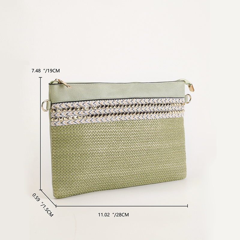 Sac à main pour femme de style bohème, orné de broderies, de clous et de pompons, en PU de qualité supérieure.