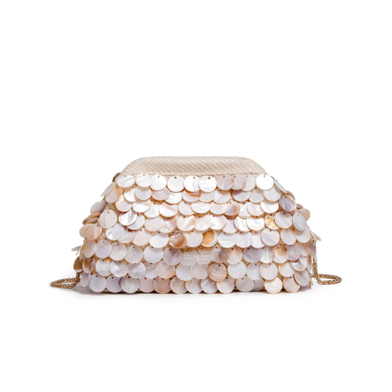 Evening Style Woven Solid Color Oceanic Style Woven Shell Sea Shells Women's Pillow Bag h5Picture2