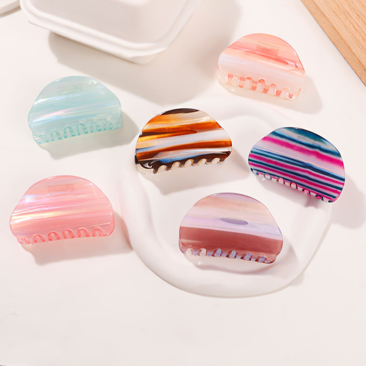 Pinzas para el cabello de acetato con degradado de color de la serie Simple