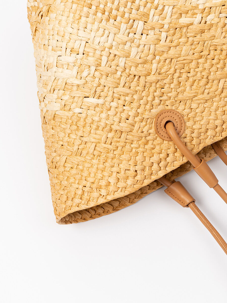 Vacation Style Woven Mixed Color Woven Gradient Color Raffia Women's Trapezoid Bag h5 Picture8