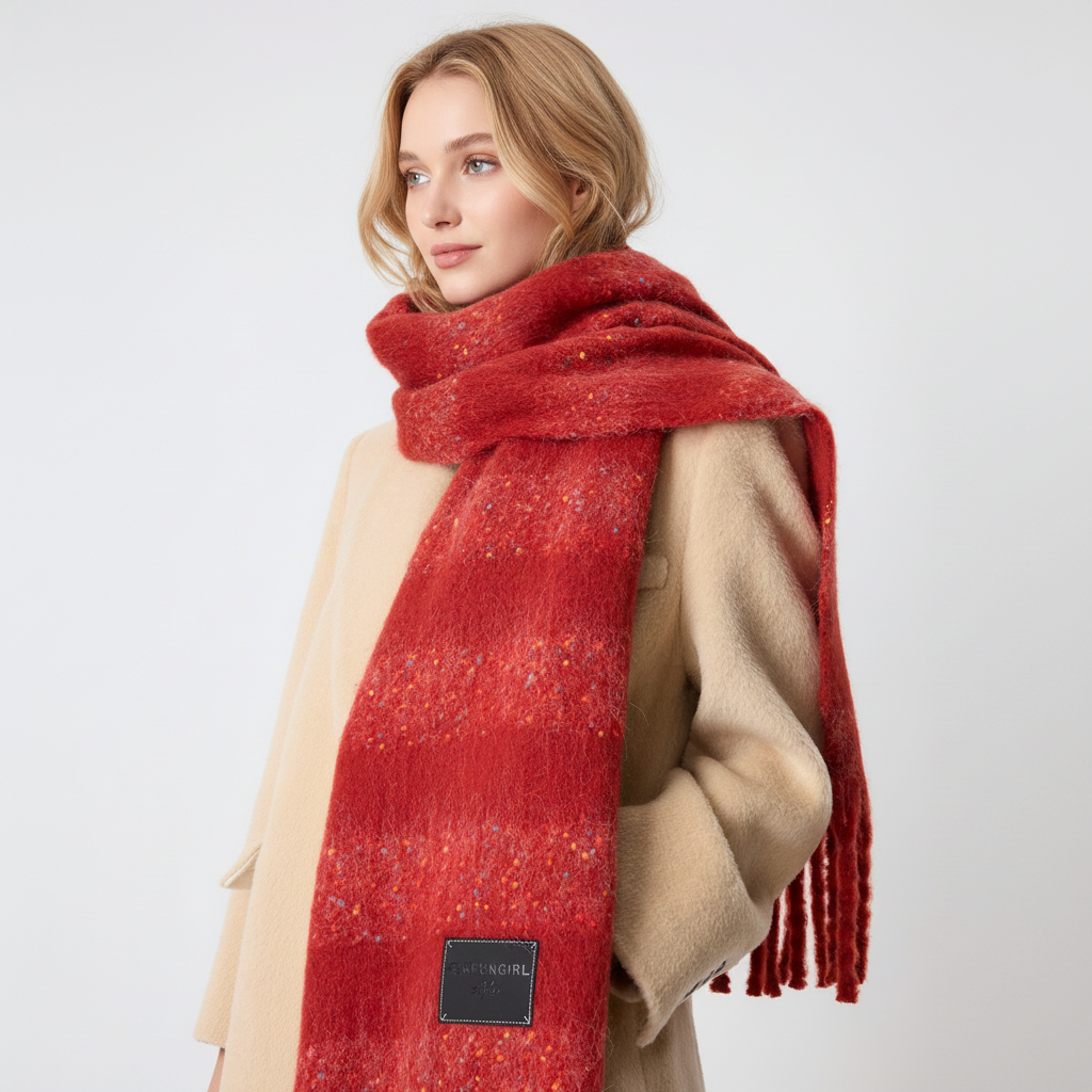 Simple Series Daily Tassel Mixed Color Gradient Color  Women's Summer Scarves