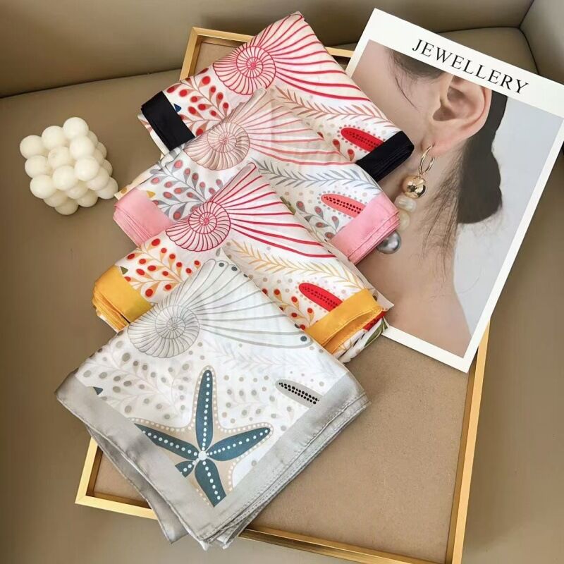 Romantic Series Vacation Oceanic Style Shell Starfish Polyester Summer Scarves h5Picture2