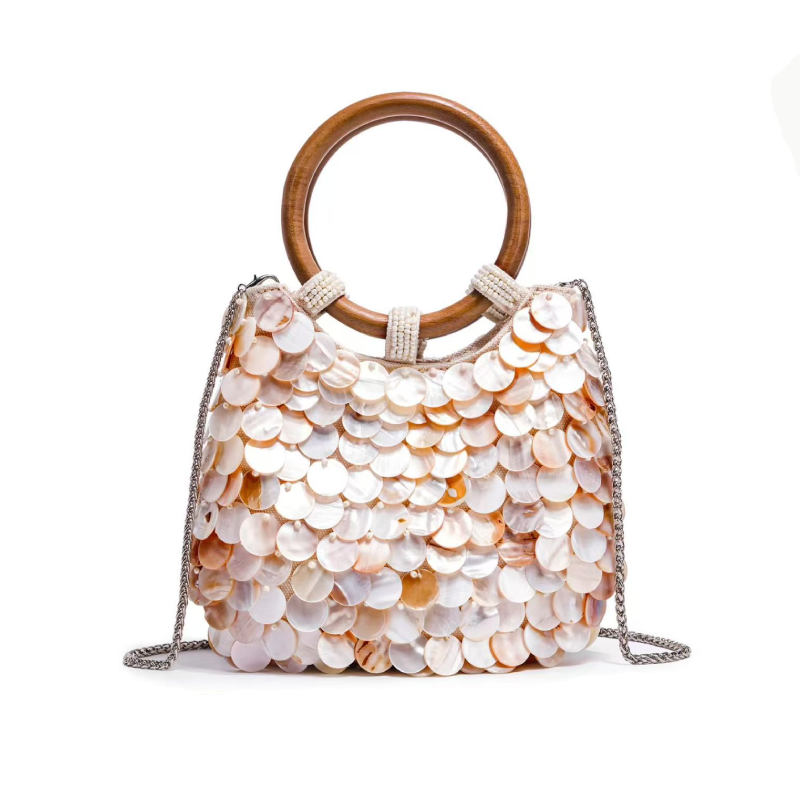 Casual Style Pvc / Transparent Woven Solid Color Woven Shell Sea Shells Women's Square Bag