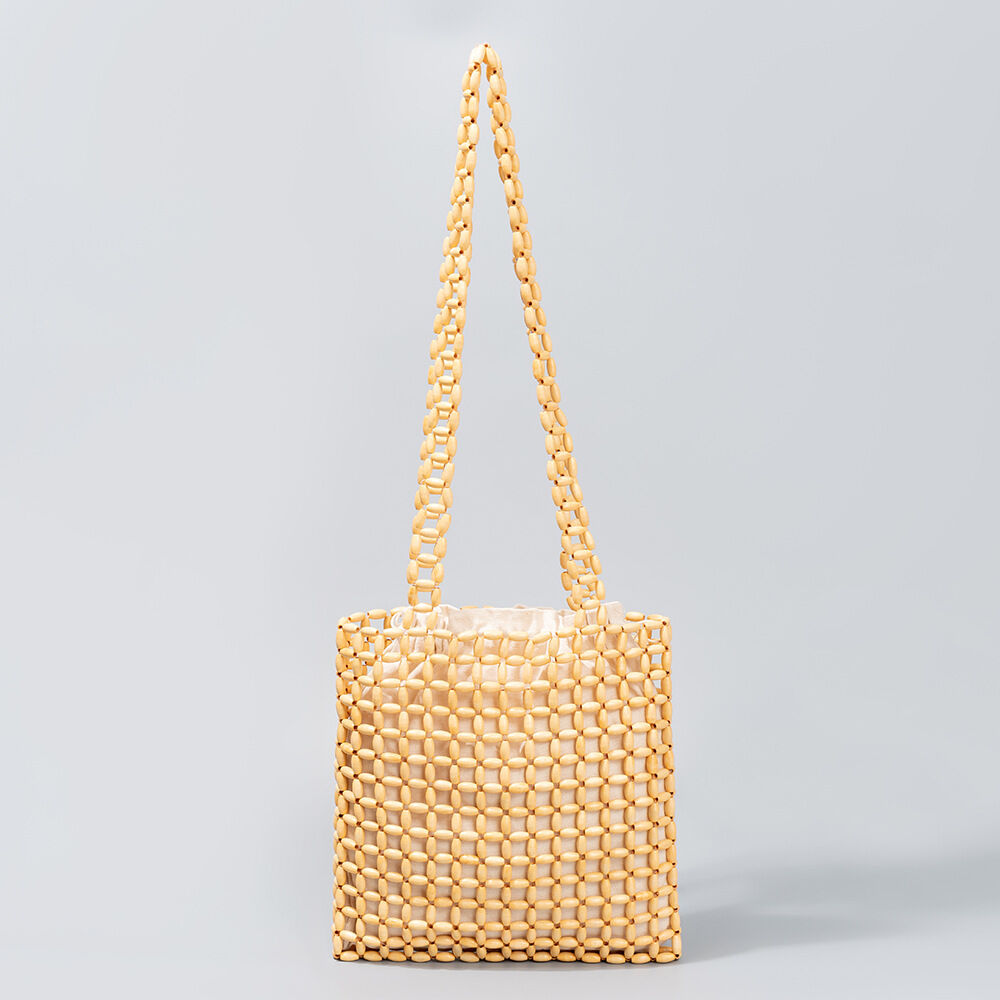 Vacation Style Woven Beads Hollowed-Out Wood Women's Square Bag