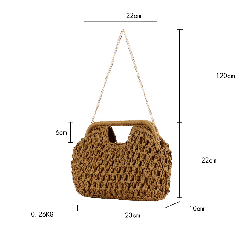 Casual Style Woven Solid Color Woven Raffia Women's Round Bag h5