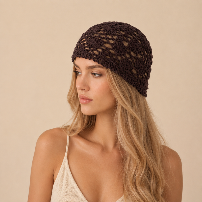 Cappello Simple Series Daily in cotone intrecciato a mano, tinta unita, traforato.