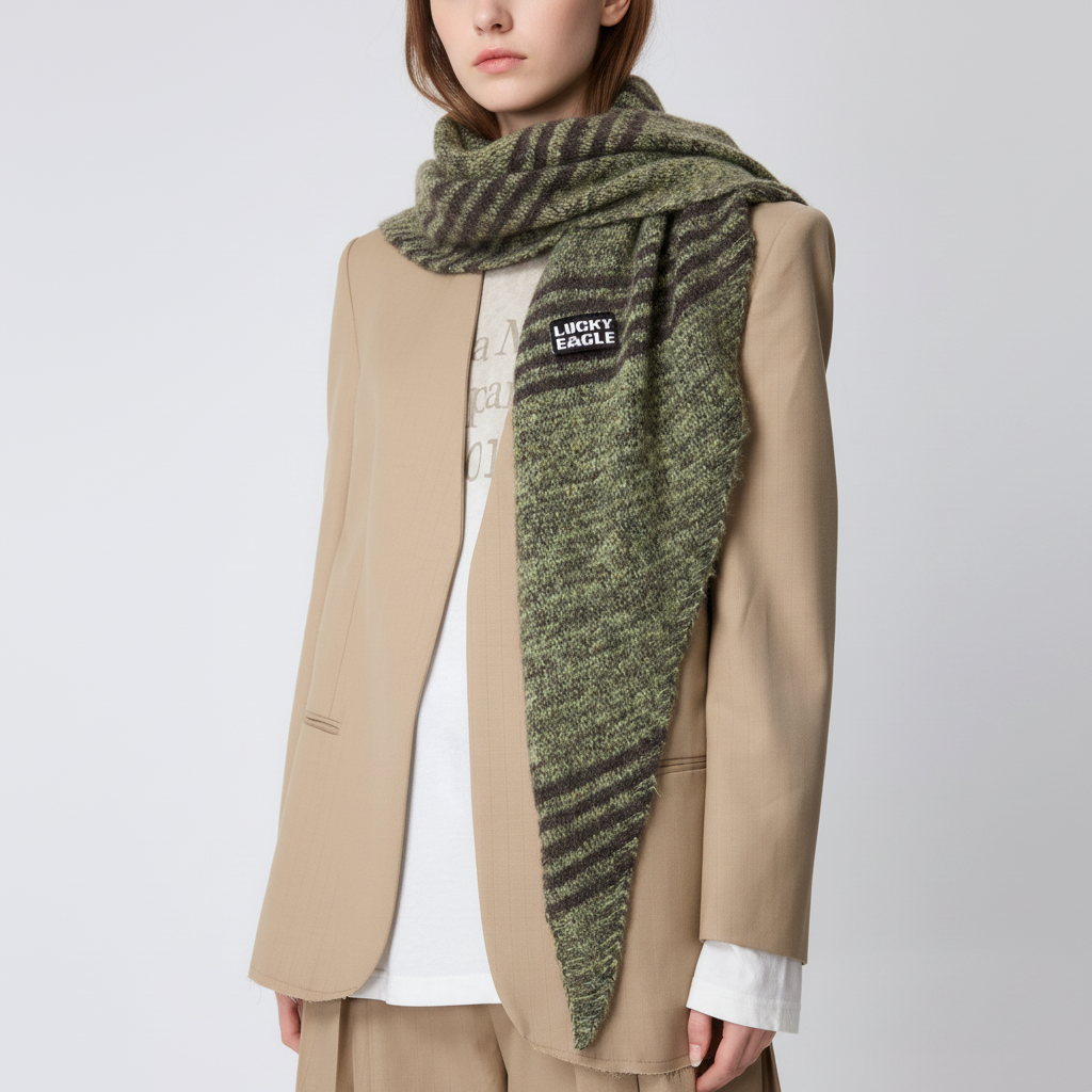 Simple Series Daily Stripe Mixed Color Gradient Color Wool Women's Winter Scarves h5Picture2