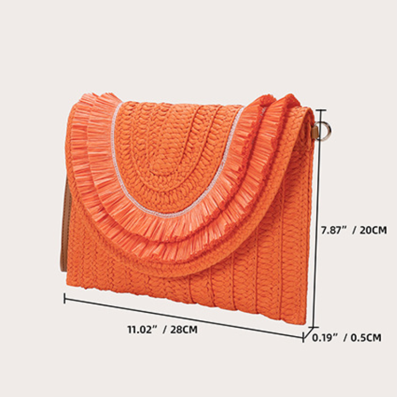 Vacation Style Tassel Woven Solid Color Tassel Woven Raffia Women's Square Bag