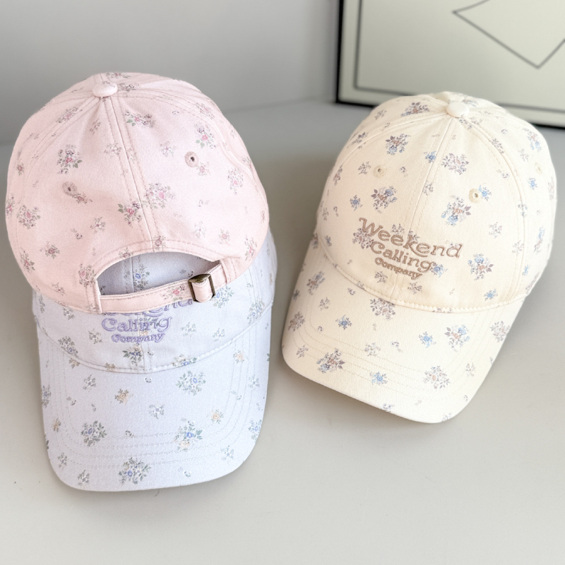 Romantic Series Sweet Flower Letter Solid Color Cotton Women's Baseball Cap h5 Picture3