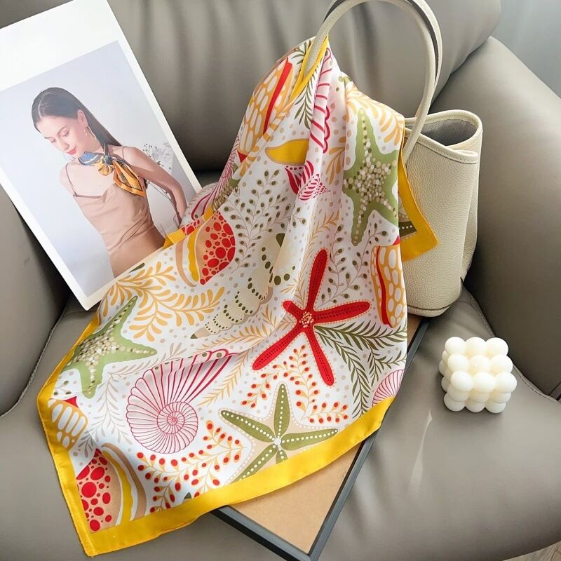 Romantic Series Vacation Oceanic Style Shell Starfish Polyester Summer Scarves h5Picture5