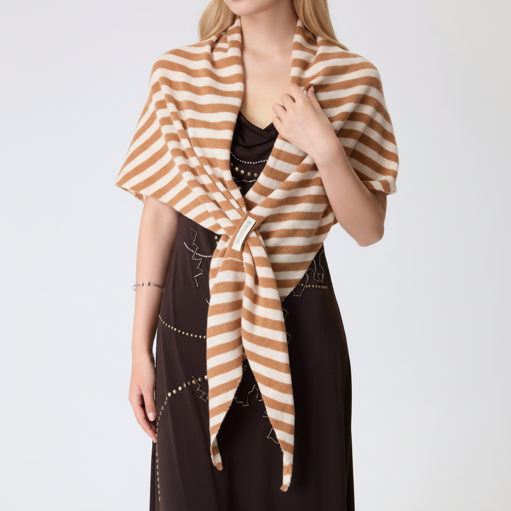 Simple Series Daily Stripe Mixed Color Wool Women's Winter Scarves h5 Picture3