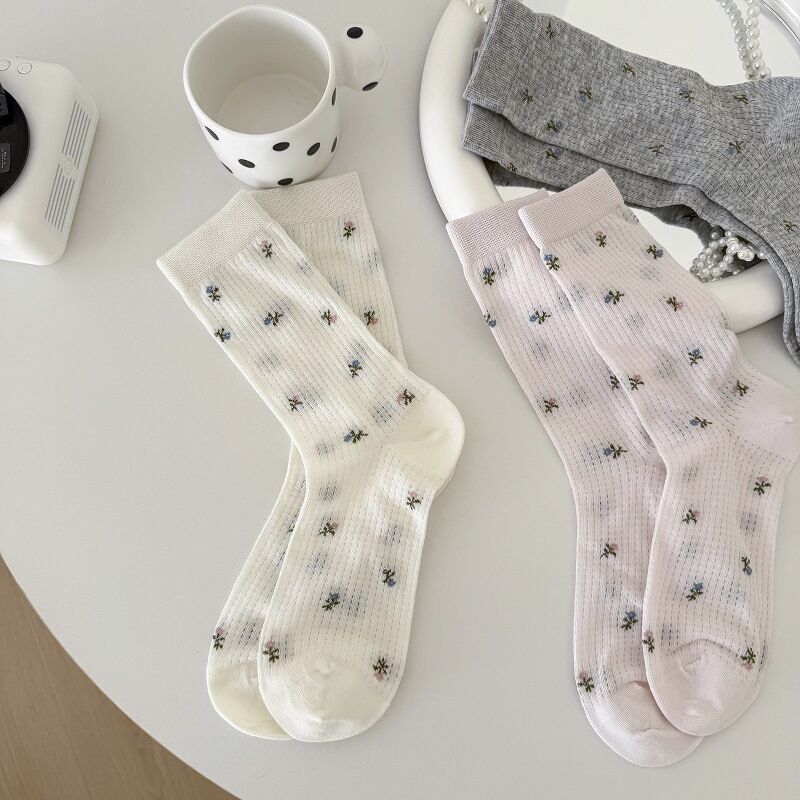 Elegant Botanical Mid-Calf Socks