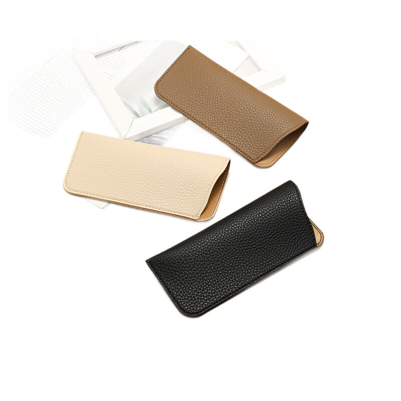 Simple Series Daily Solid Color Pu Sunglasses Storage Bag