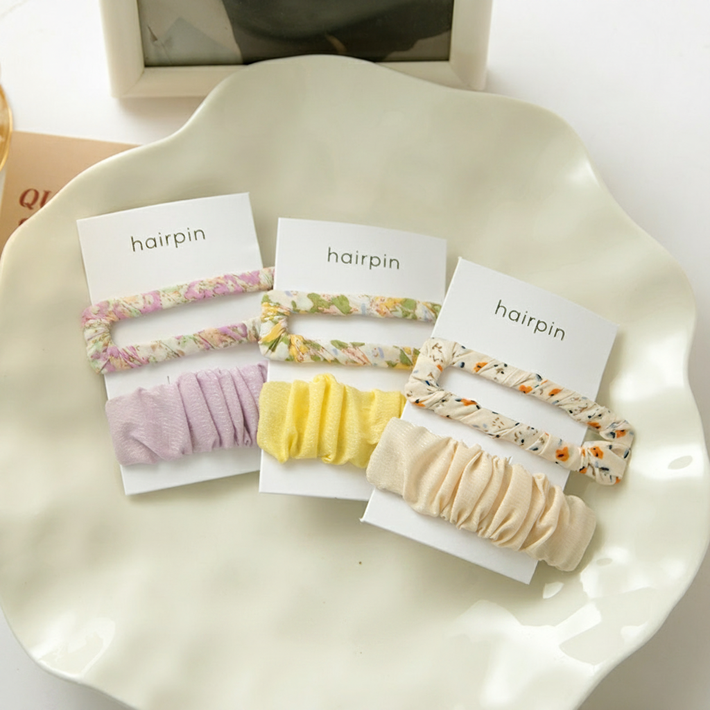 Simple Series Sweet Flower Solid Color Fabric Hair Clips 2
