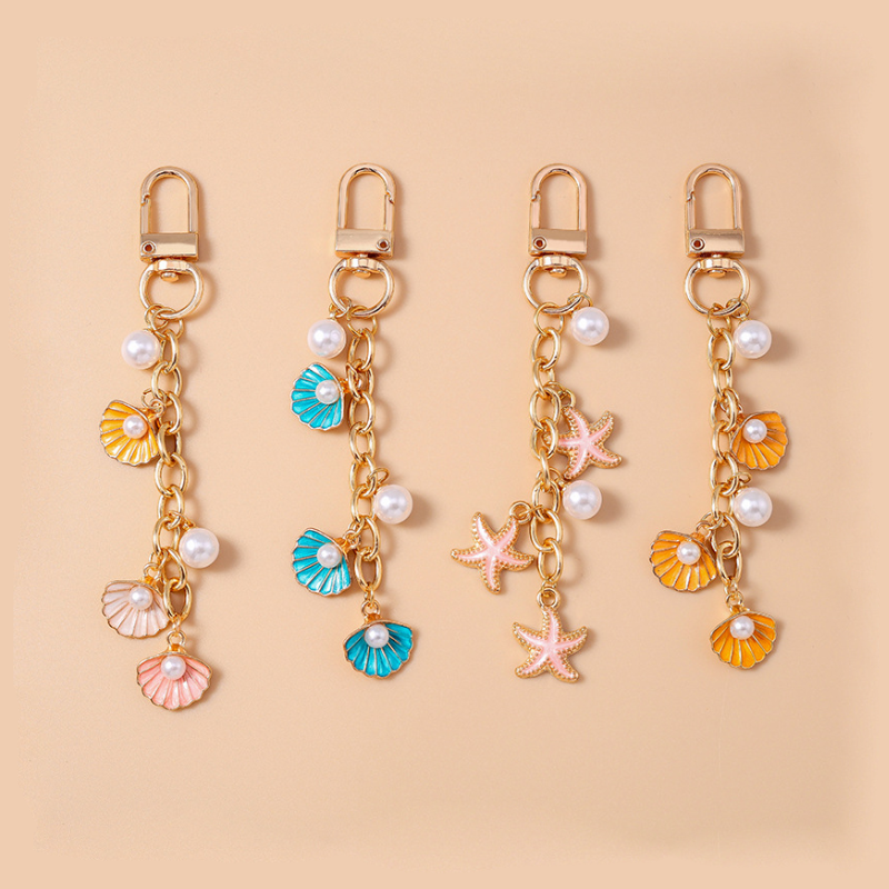 Romantische serie vakantie oceaanstijl kralen ketting schelp zeester metalen sleutelhanger