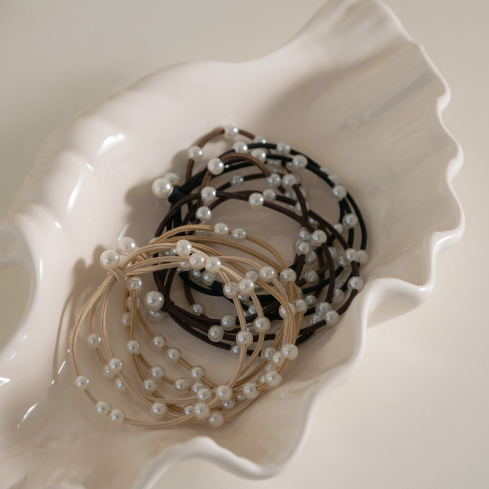 Simple Series Elegant Solid Color Beads Imitation Pearl Hair Ties Picture3