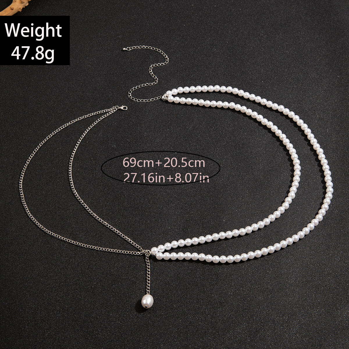 Romantic Series Retro Bow Knot Key Tassel Beads Imitation Pearl Waist Chains h5 Picture2