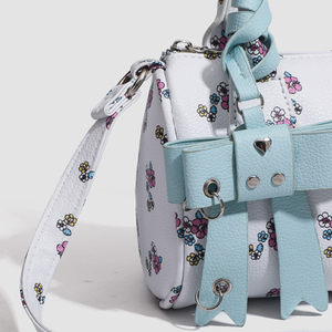 Casual Style Metal Hardware Bow Detail Printed Flower Bow Knot Star Women's Boston Bag h5 Picture5