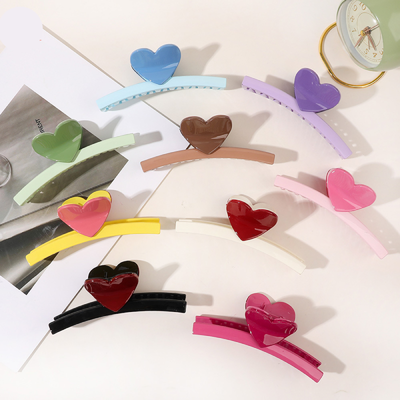 Romantic Series Simple Heart Mixed Color Plastic Hair Claws