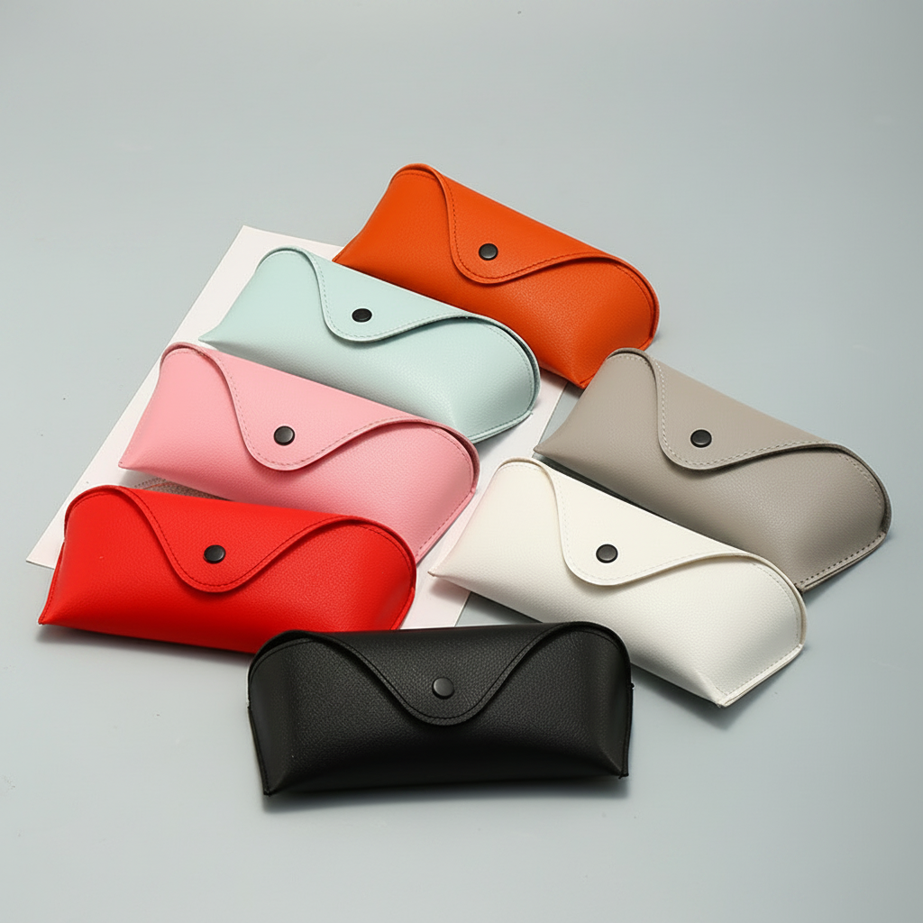 Simple Series Daily Solid Color Pu Sunglasses Storage Bag