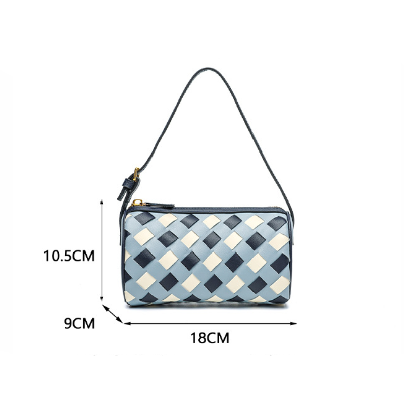 Minimalist Style Woven Mixed Color Woven Pu Women's Round Bag h5