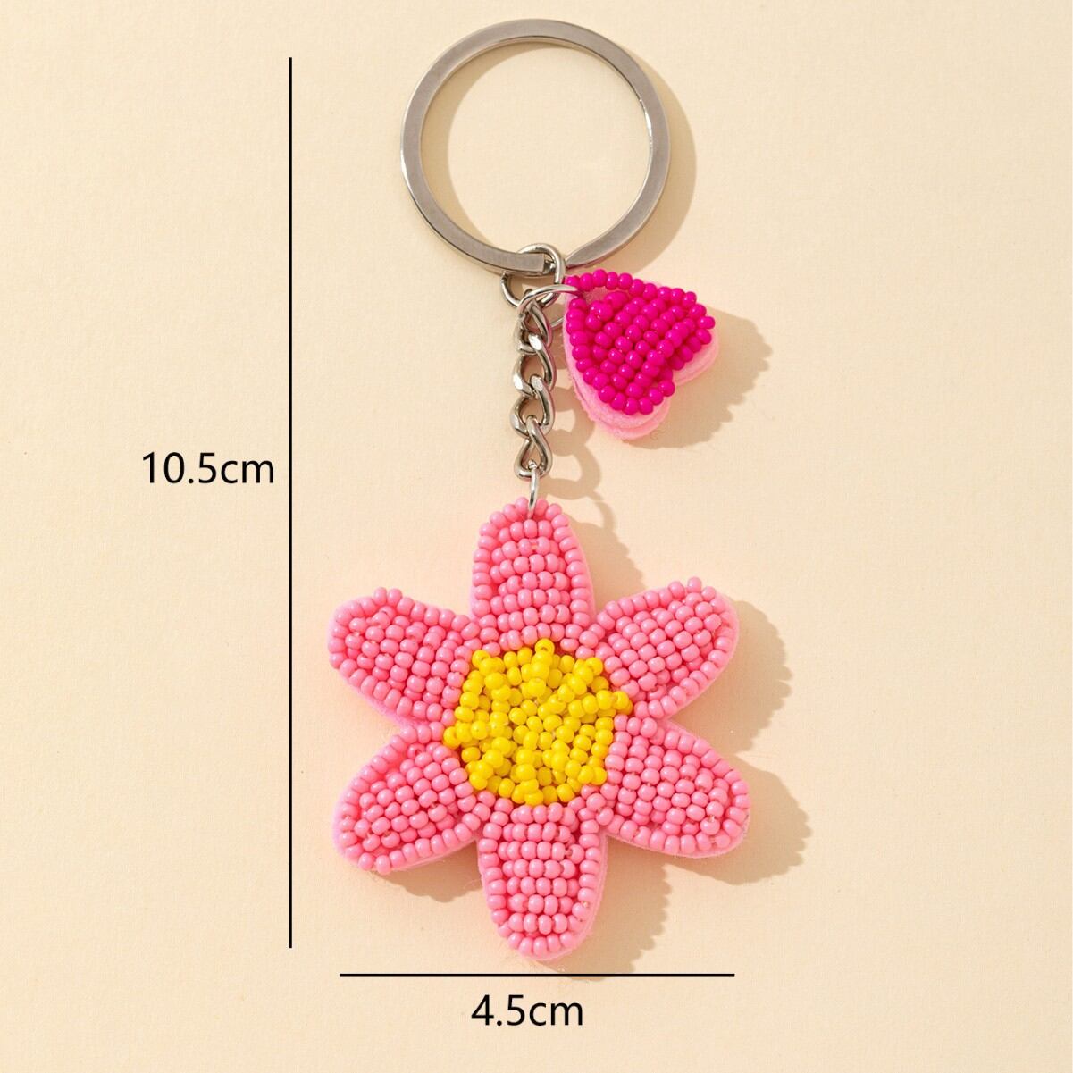 Romantic Series Sweet Flower Heart Beads Plastic Keychain 