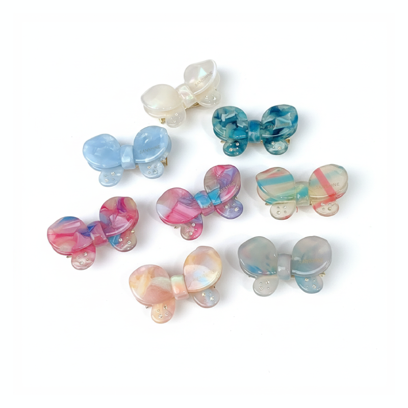 Simple Series Sweet Bow Knot Haarclips van acetaat met strasssteentjes in verschillende kleuren 2