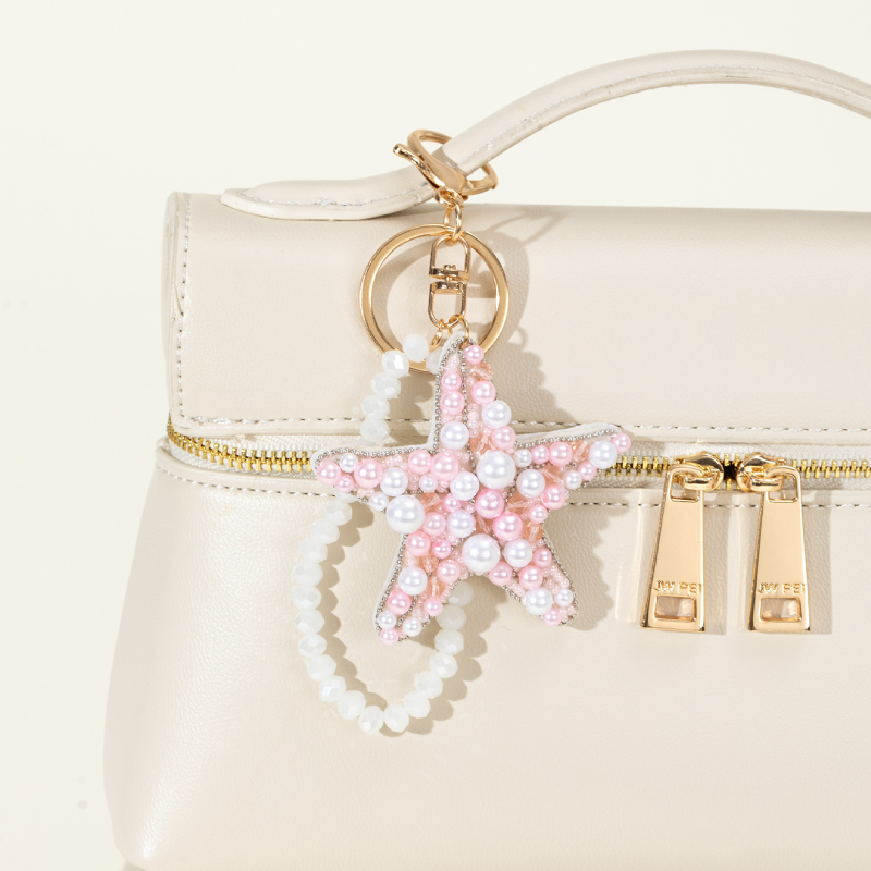 Romantic Series Vacation Oceanic Style Beads Mixed Color Starfish Alloy Keychain h5 Picture4