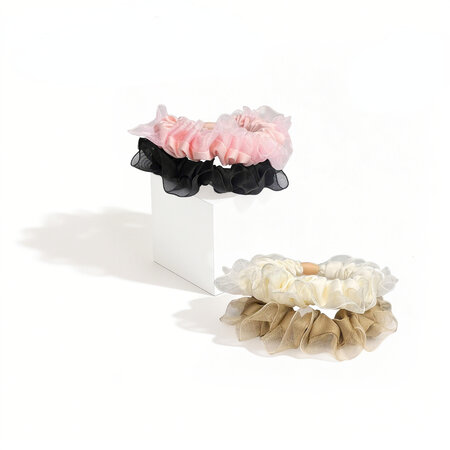 Romantische serie, eenvoudige, effen stoffen scrunchies voor dames