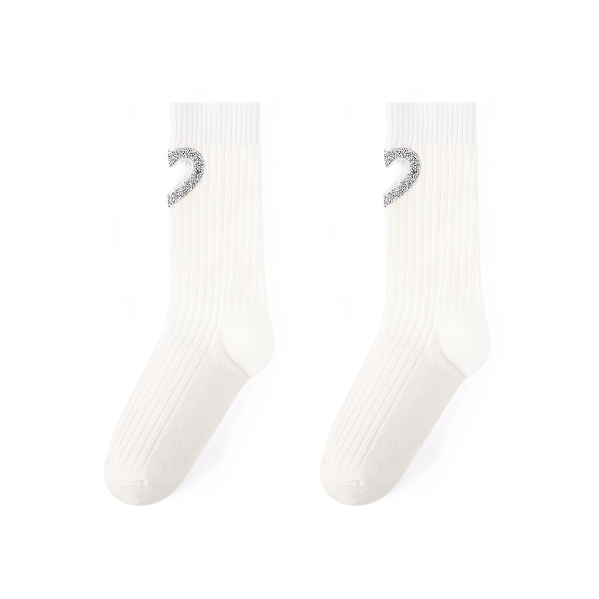 Leichte, luxuriöse Damensocken aus reiner Baumwolle mit Strassbesatz und hohlem Herz 