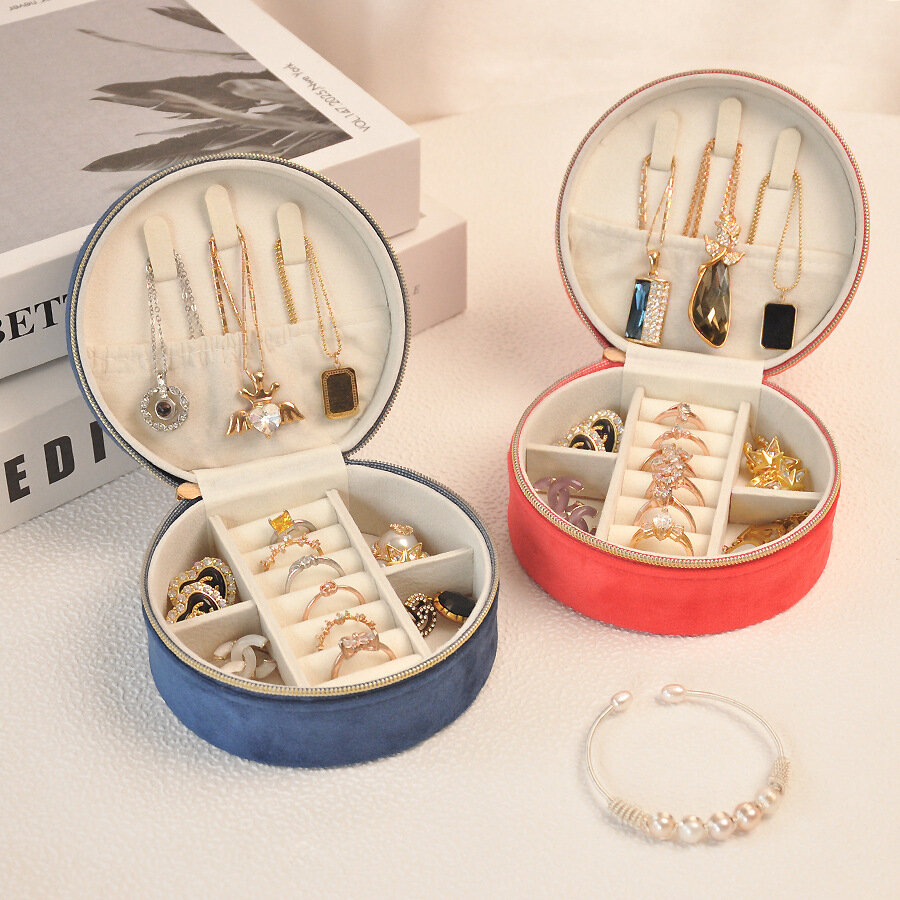 Simple Series Retro Solid Color Velvet Jewelry Boxes Picture3