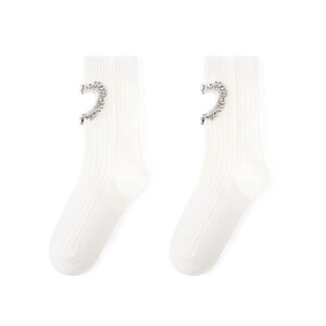Calzini da donna in puro cotone lavorato a maglia con cuore cavo tempestato di strass di lusso leggero h5