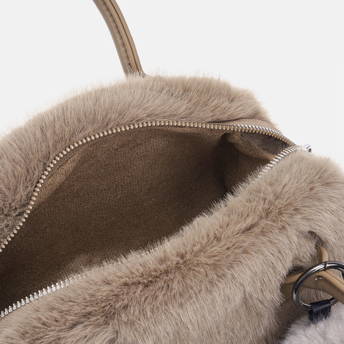 1 Piece Sweet Cute Furry Rabbit Solid Color Women's Handbags h5Picture3