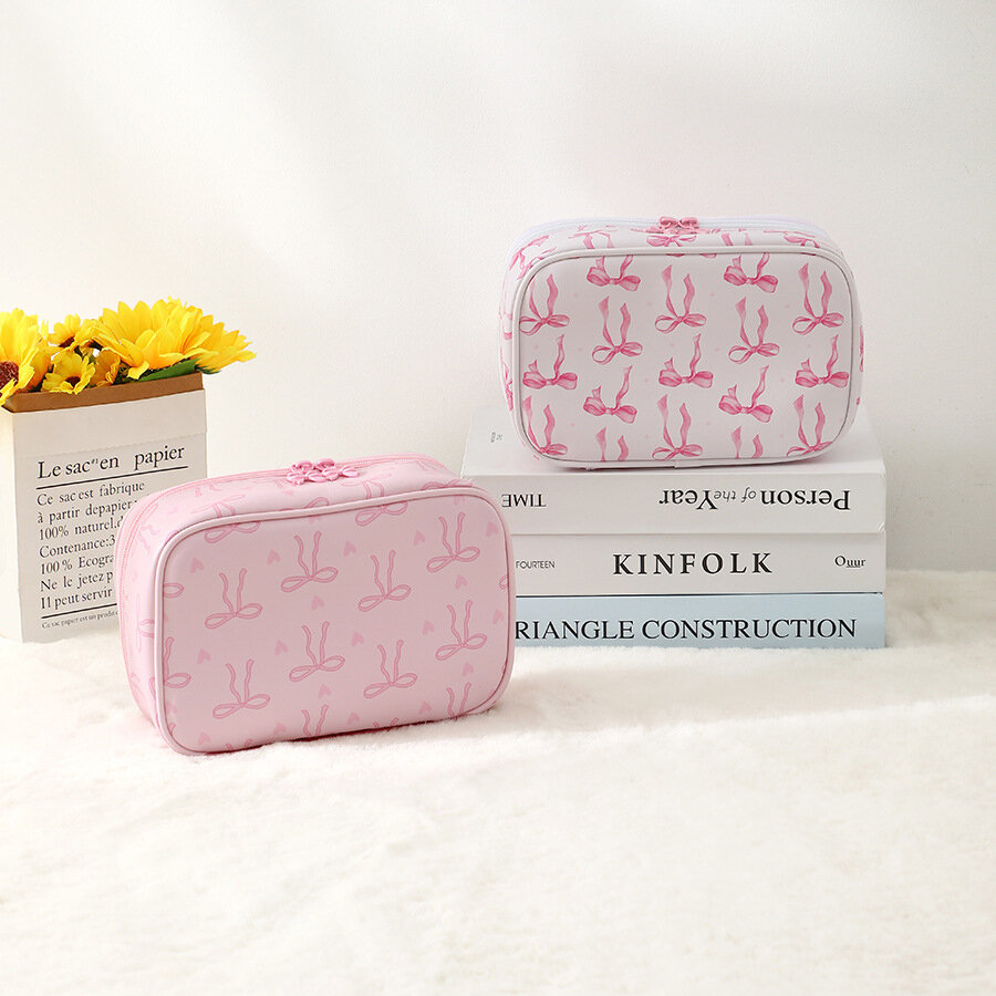 1 Piece Simple  Sweet Bow Knot  Women's Makeup Bags
